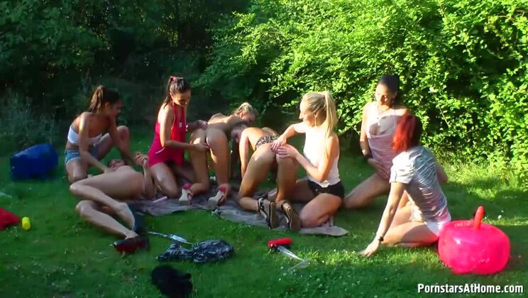 [Tainster] - Outdoor Greasy Lesbian Play - Rachel Evans, Jenny Simons and Victoria Puppy