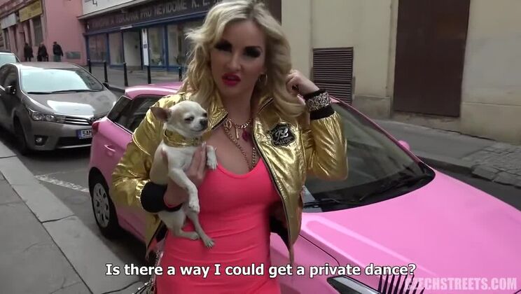 Czech Blonde Tattooed Big Tits on Street