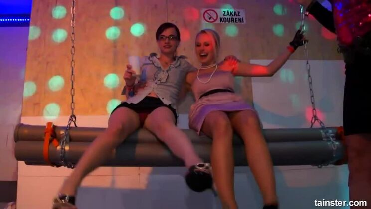 [Tainster] - Lesbian Party Fun - CFNM, Stockings, and Group Sex with Mischelle and Leony Aprill - Lucy Bell - Kitty Jane - Mischelle - Leony aprill - Welli - Vivien1