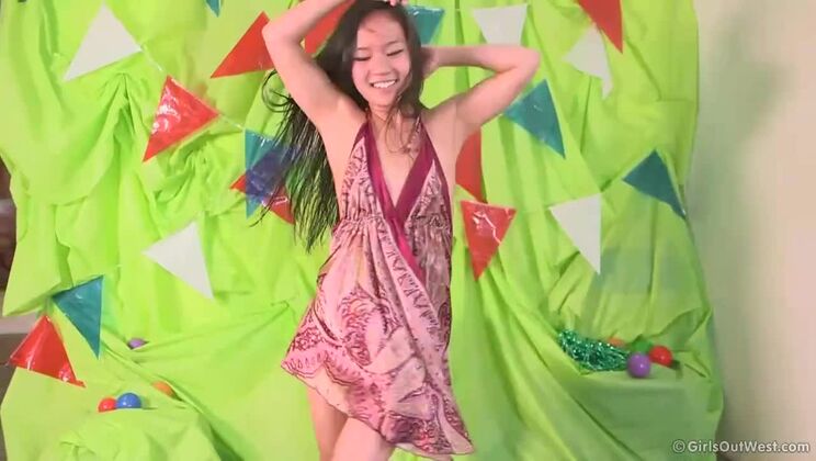 Groovy June - Small Tits Brunette in Action