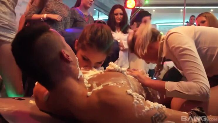 Interracial Party with Big Tits, Blonde and Brunette Chicks