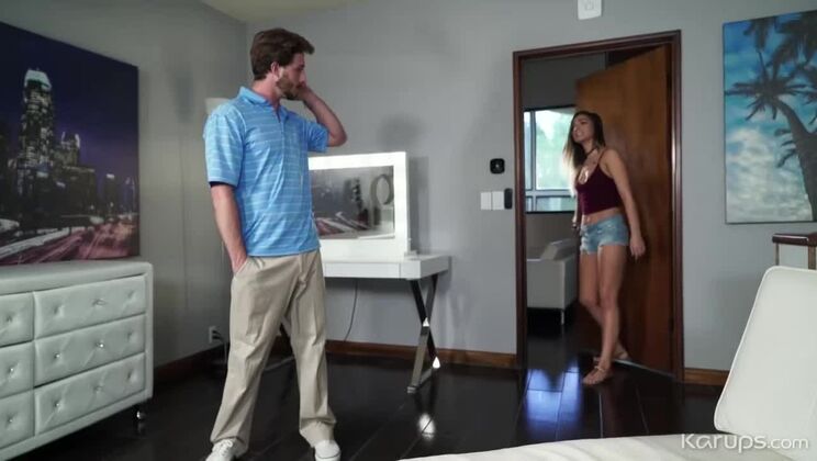 [Karups] - Naughty Brunette Babysitter Gives Handjob in Lingerie - Jaye Summers