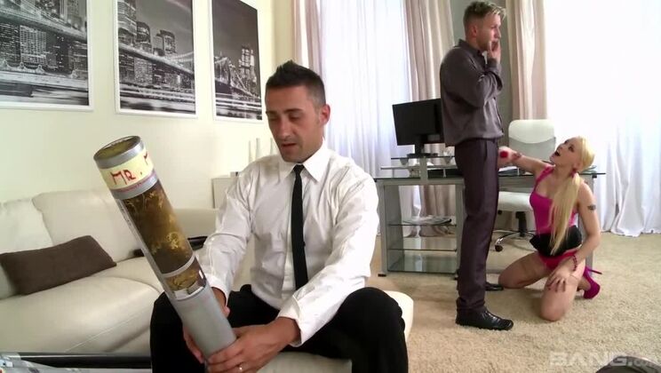 Blonde Bombshell Lola Taylor Gets DP'd by Her Bosses