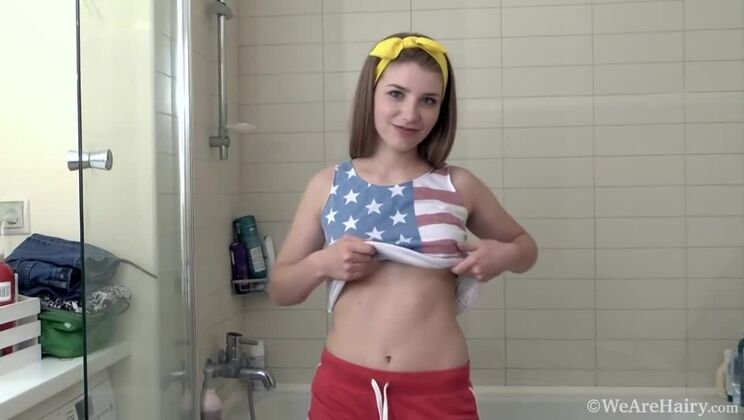 [WeAreHairy] - Bathroom Striptease with Gunita - Gunita