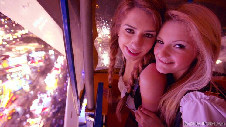 [NubilesPorn] - Brunette And Blonde In Outdoor Blowjob Action - Joseline Kelly - Hope Harper