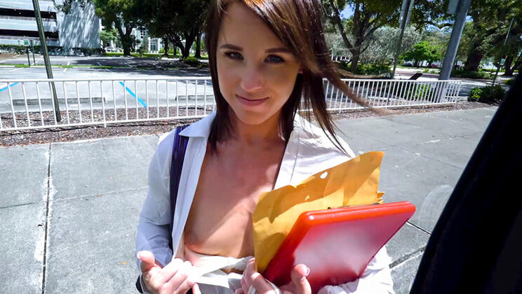 [BangBus] - Brunette Amateur Riley Jacobs Fucks For Cash - Tony Rubino - Riley Jacobs