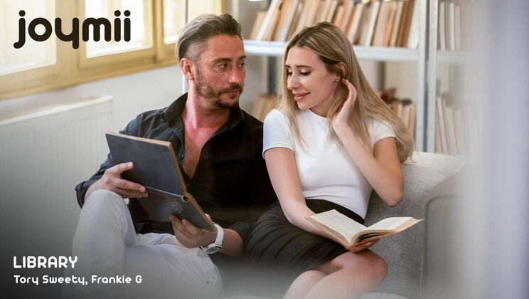 [Joymii] - Natural tits blonde gets fingered and deepthroats in library - Frankie G - Tory Sweety