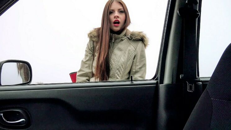 [StrandedTeens] - Rebecca's Deepthroat Skills in Car - Rebecca Volpetti - Frank Gun