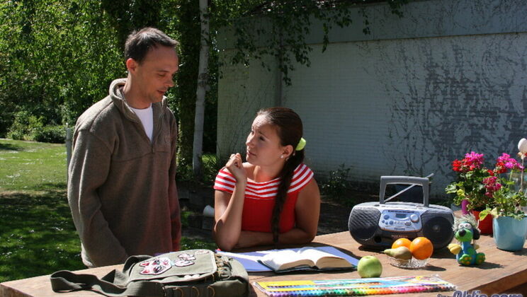 [Oldje] - Outdoor Fuck – Brunette Babe Takes It Deep from Daddy