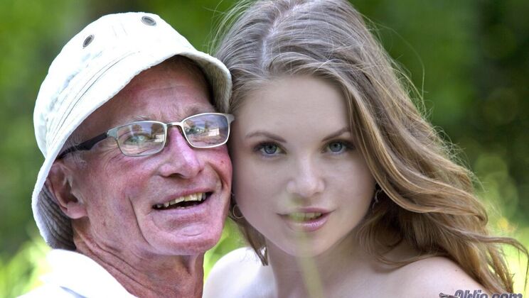 [Oldje] - Young Blonde Seduces Older Man for Outdoor Fuck
