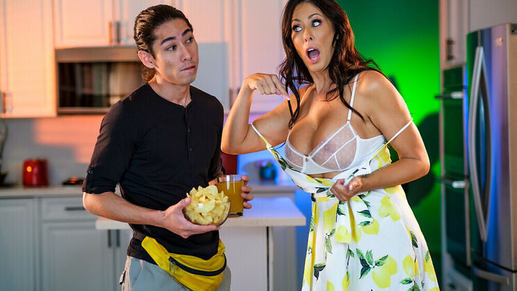 Big tit MILF Reagan Foxx enjoys sex with a young guy