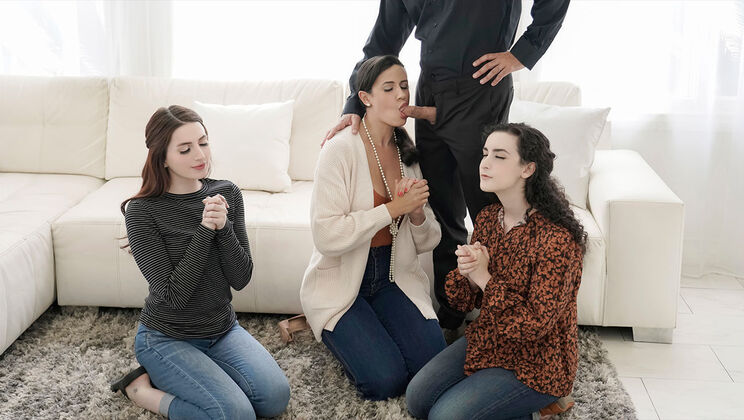 [FreeUseMilf] - Stepmom and Daughters Share a Cock