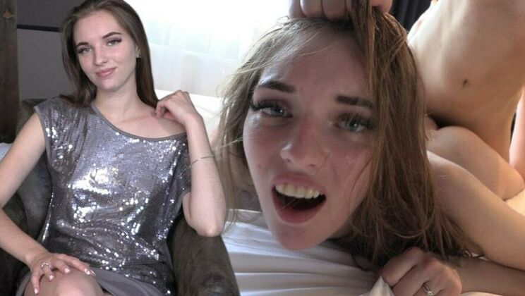 Rough Deepthroat Threesome with Petite Brunette