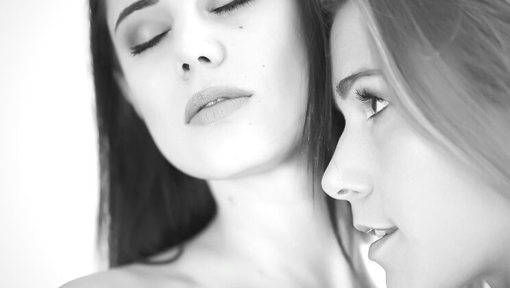 Silent Seduction: Blonde and Brunette Pussy Action