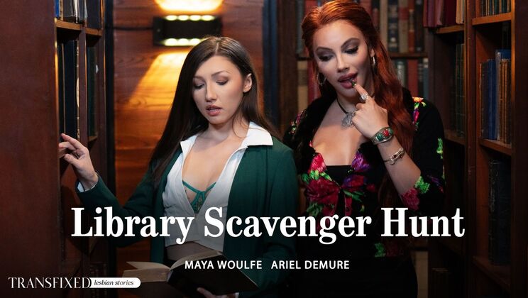 [Transfixed] - Big Boobs and Blowjob in Library Scavenger - Maya Woulfe - Ariel Demure