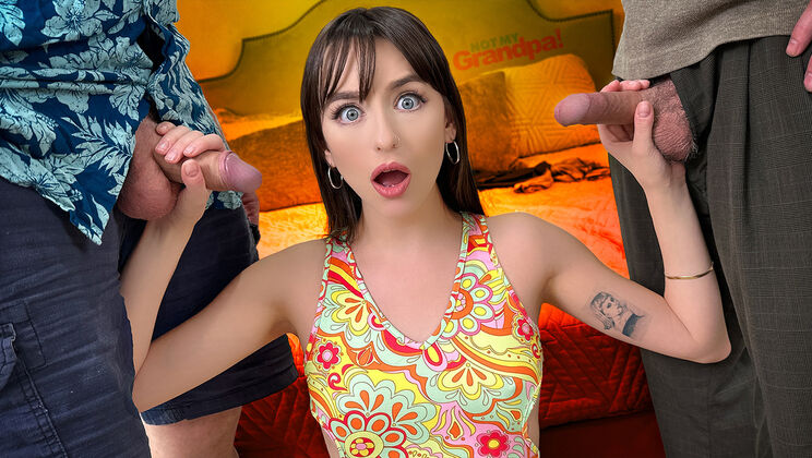 [NotMyGrandpa] - Brunette Gets Fucked by Two in a Taboo Scene - Dick Chibbles - Jack Vegas - Lana Smalls