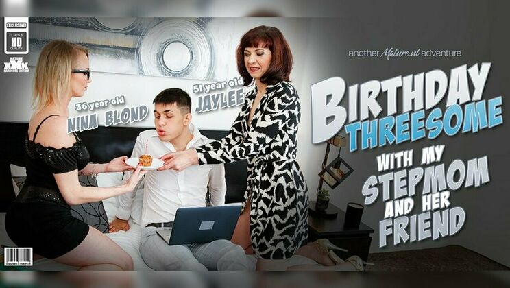 [Mature.nl] - Hot MILF Jaylee and her best friend Laura fuck stepson together