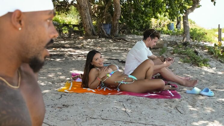 [RKPrime] - Beach Anal Adventure: Shaved Pussy and Muscular Man - Dickdealer Don - Brandy Salazar