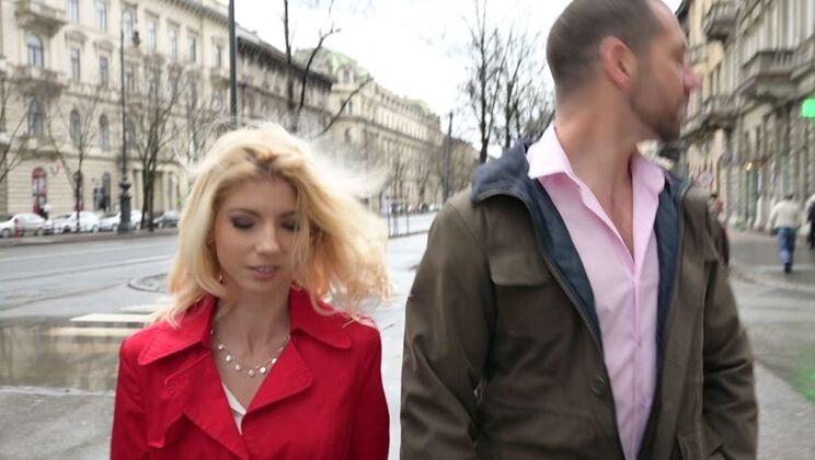 Blonde college babe Missy Luv takes huge dick in her wet pussy